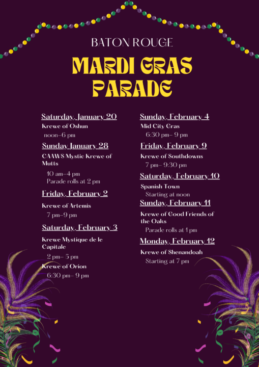 2024 Baton Rouge Mardi Gras Parade Schedule - Baton Rouge Parents