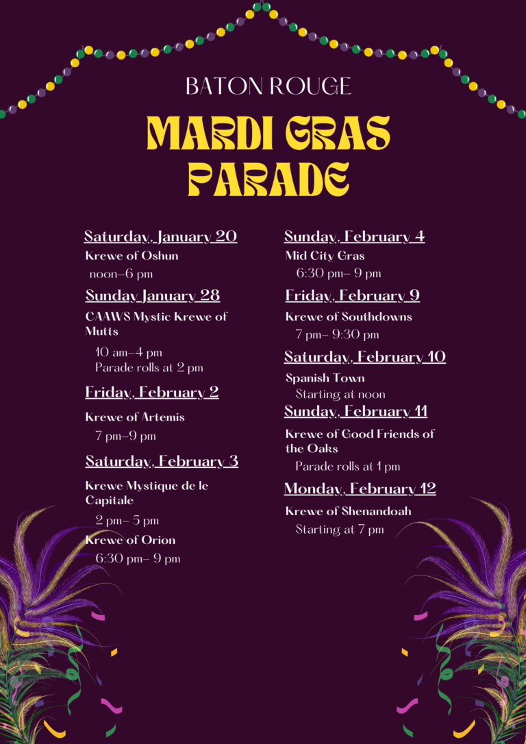 2024 Baton Rouge Mardi Gras Parade Schedule Baton Rouge Parents