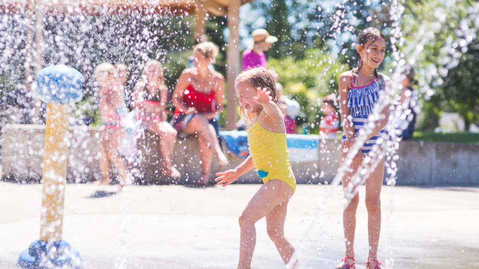 kids playing at splash pad