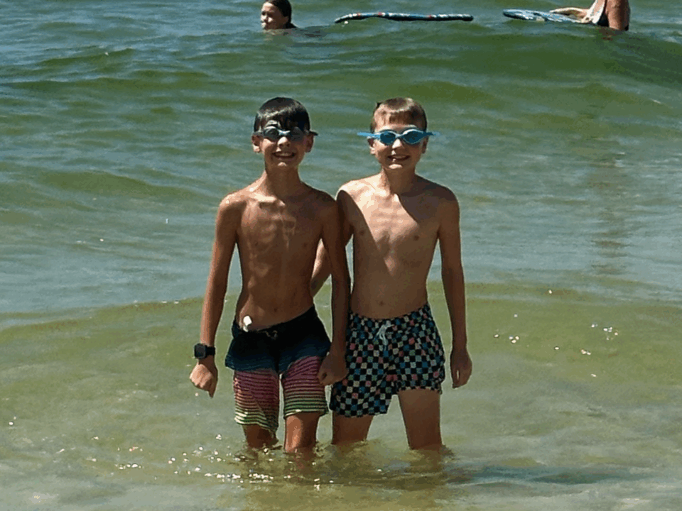 dylan and tyler at the beach during summer
