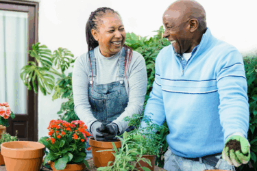 two adults gardening as a hobby for empty nesting