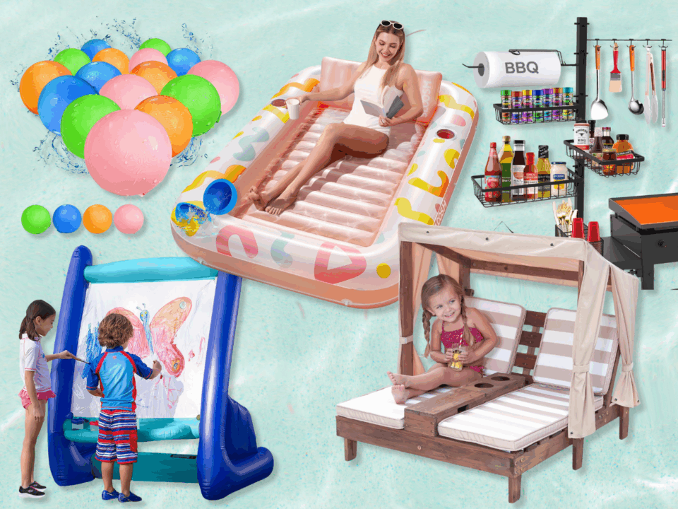 collage of products featured in backyard bliss