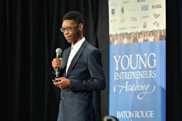 episcopal student earns start up funding; giving speech about his business