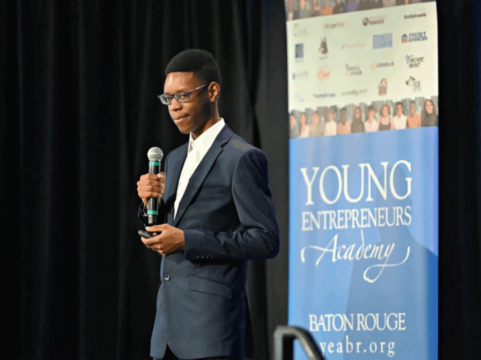 episcopal student earns start up funding; giving speech about his business