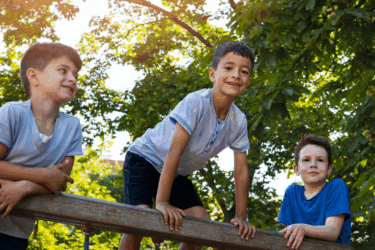 neighborhood kids playing outdoors