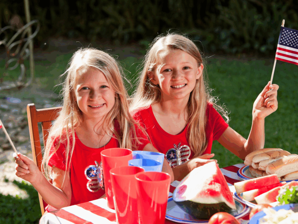 two girls dressed in fourth of july attire; fourth of july events