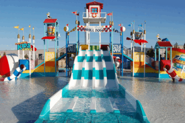 blue bayou water park; new management; photo of slides