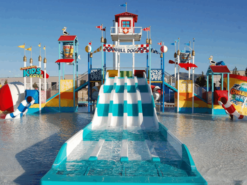 blue bayou water park; new management; photo of slides