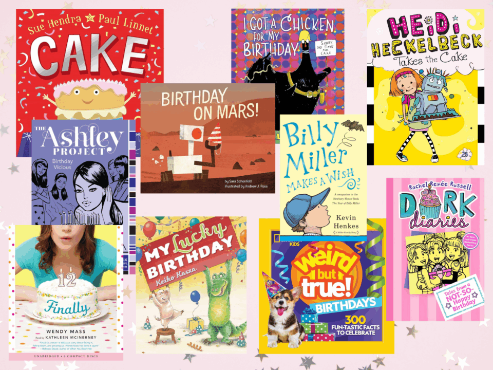 celebrate birthdays; collage of book covers