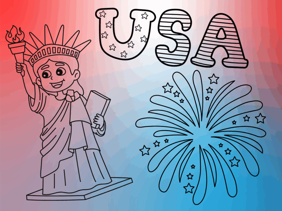 coloring pages for kids; fourth of july
