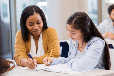 tutor working with student; tutoring centers
