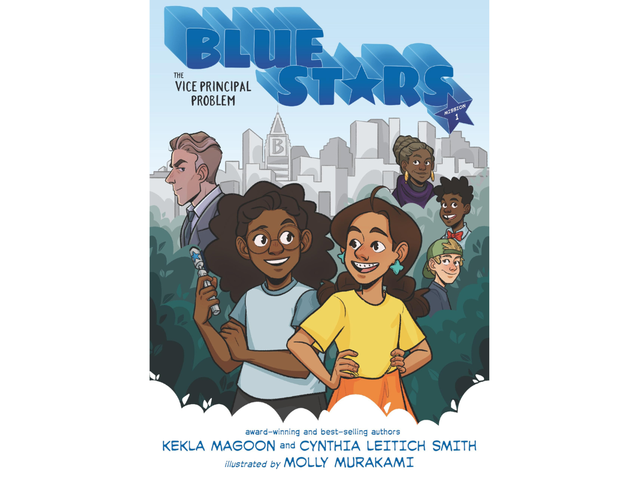 back-to-school books; blue stars