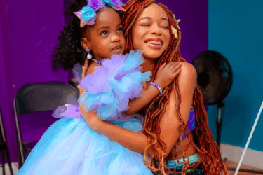 petite princess company; ariel and child at party