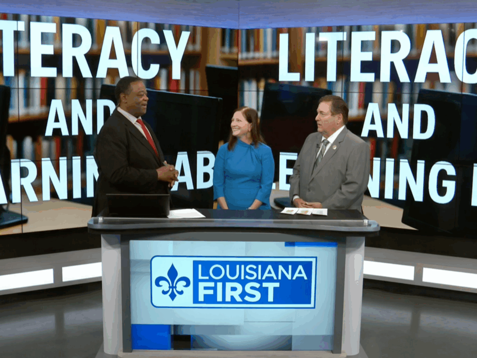 lt gov and state librarian on news discussing literacy and learning lab
