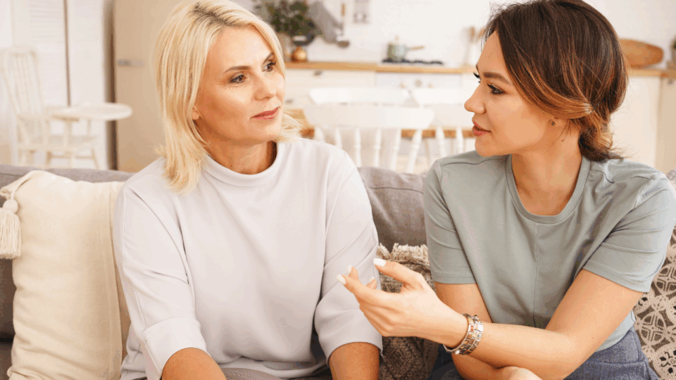 two adults talking; parenting advice