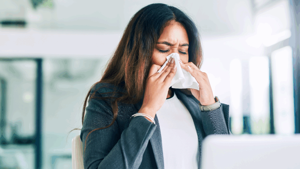 boost immune system; woman using tissue