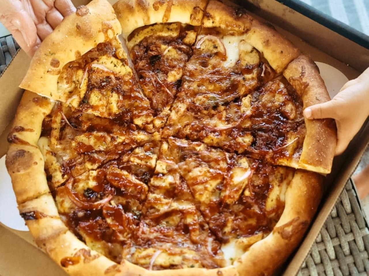 crust pizza co; pizza spots; photo of bbq pizza