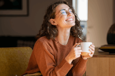 mom drinking coffee to recharge