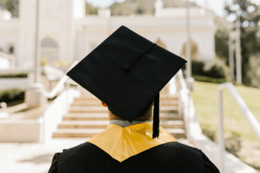 distracted driving awareness; student in cap and gown