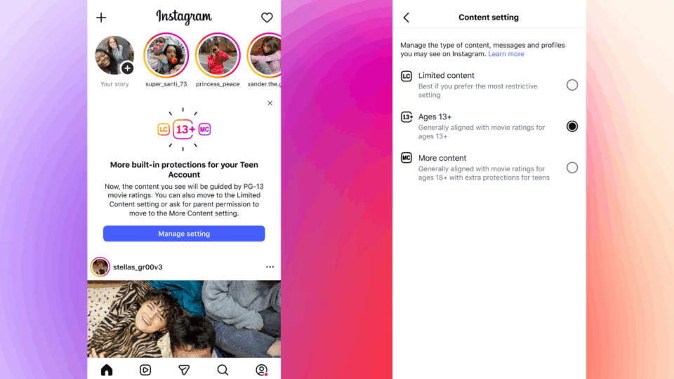 instagram pg-13 rating