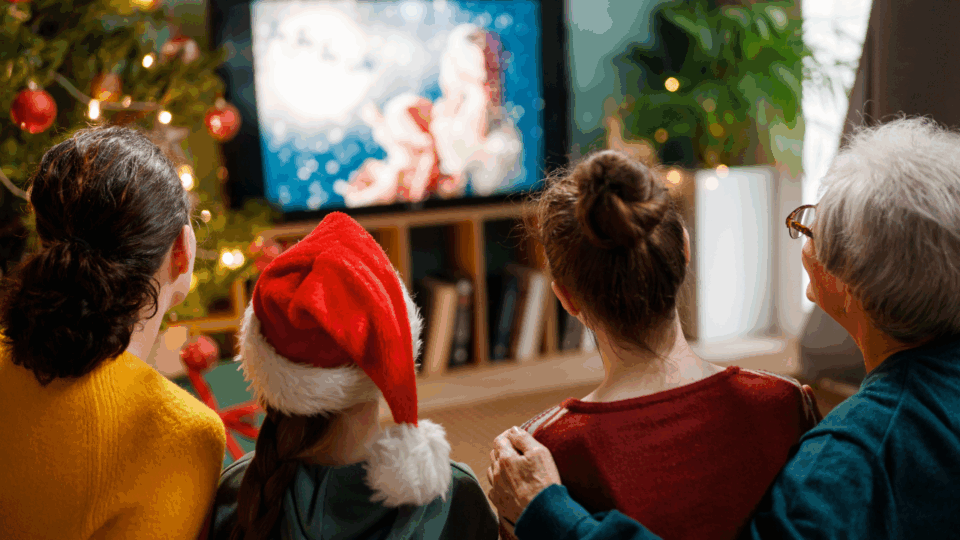 family watching holiday movies