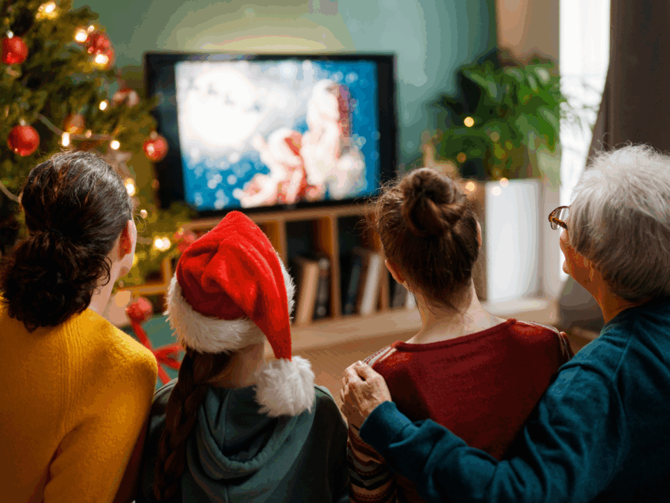 family watching holiday movies
