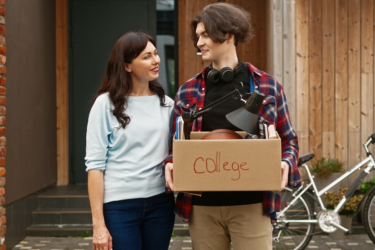 college transition; kid going to college and talking to mom