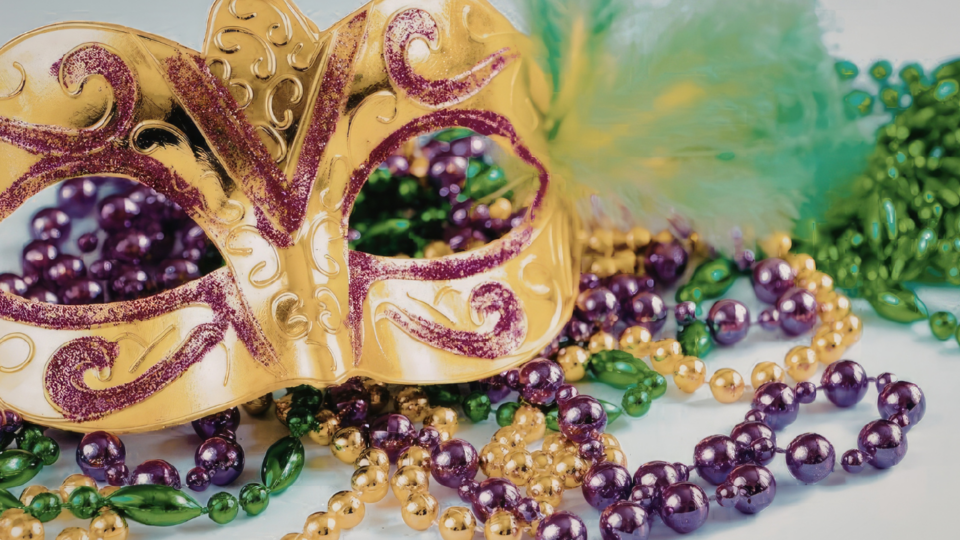 Mardi Gras masks and beads