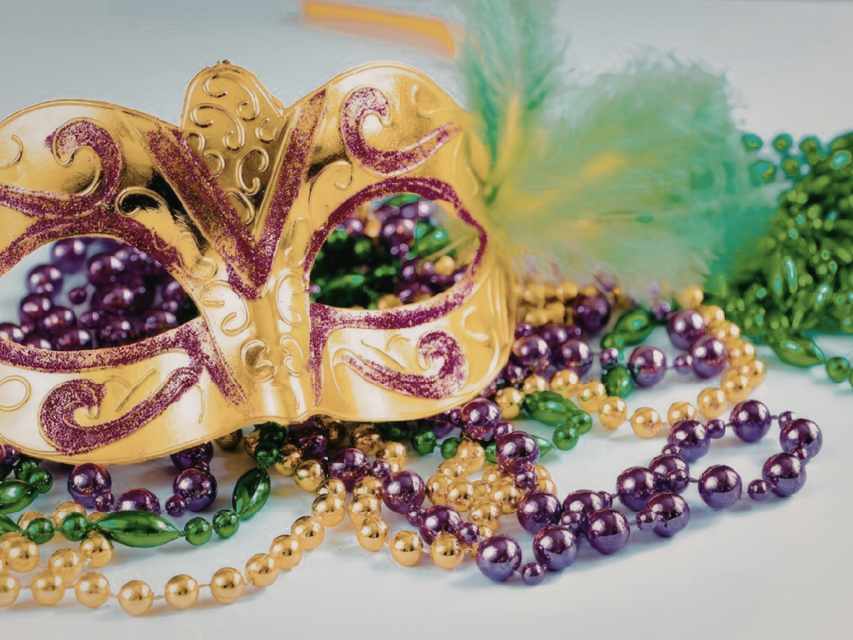 Mardi Gras masks and beads