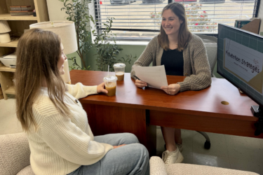 Behavioral Intervention Group; two women talking while drinking coffee