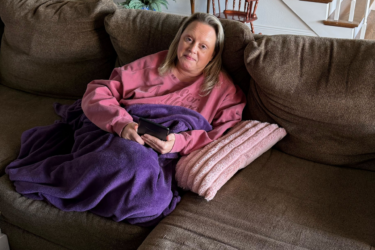 Amy on couch after IVIG infusions
