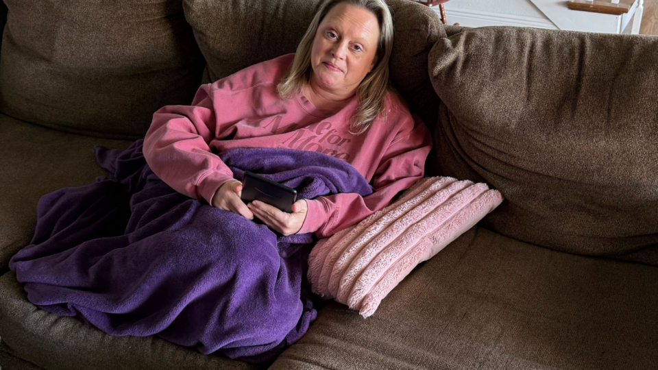 Amy on couch after IVIG infusions